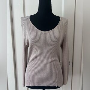 Champagne Ribbed Quarter Sleeve Top